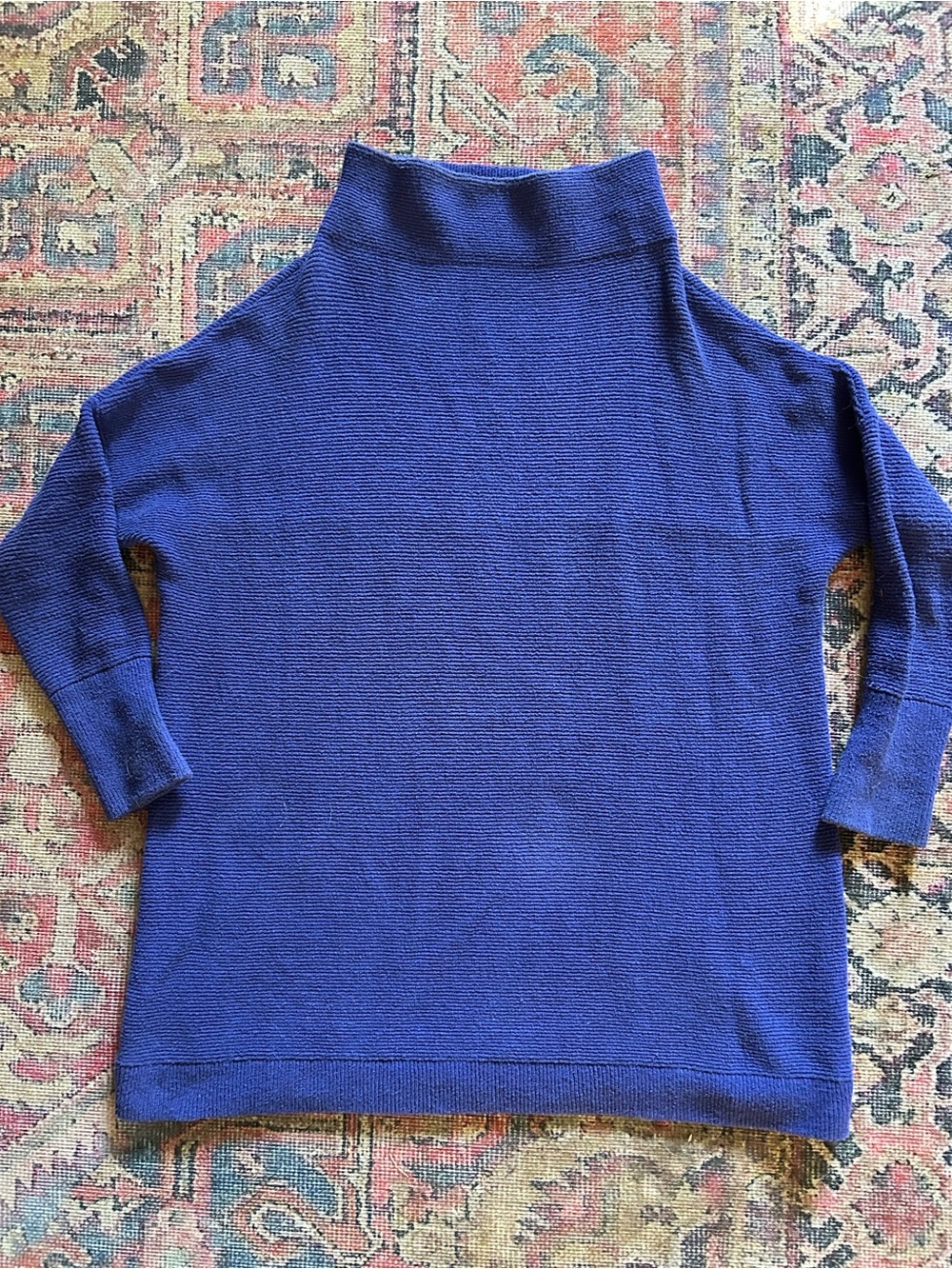 Free People Slouchy Ottoman - Royal Blue Funnel Neck Tunic Sweater